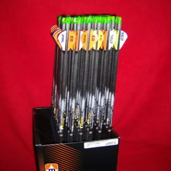 Bulk Lot 72 Fletched Easton Carbon Aftermath Arrows 340 Spine Bully Vanes NEW