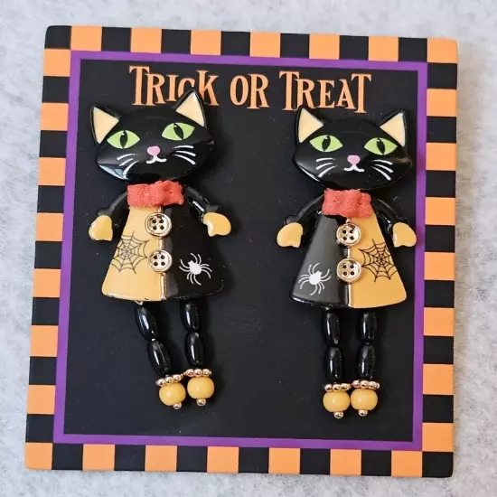 Bella and Jack trick or treat Cat Dangle Earrings earrings