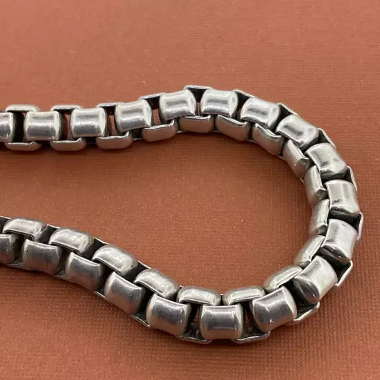 David Yurman Men’s Bracelet Box Link 7mm Sterling Silver Size 7 3/4 Inches