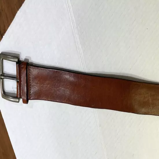 Art Moda Men's Cognac Leather Burnish Belt. Made in Italy. 