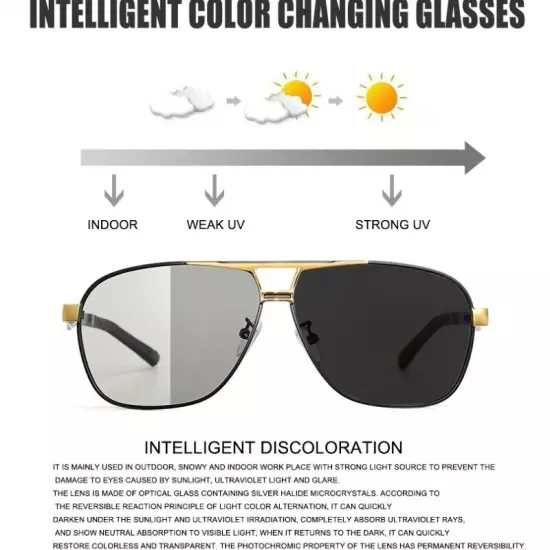 Aluminium HD Polarized Photochromic Sunglasses Men Pilot Eyewear Driving Glasses