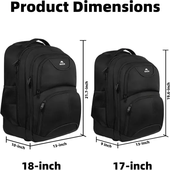 MATEIN Rolling Backpack, 17 inch Water Resistant Wheeled 17-inch, Black 