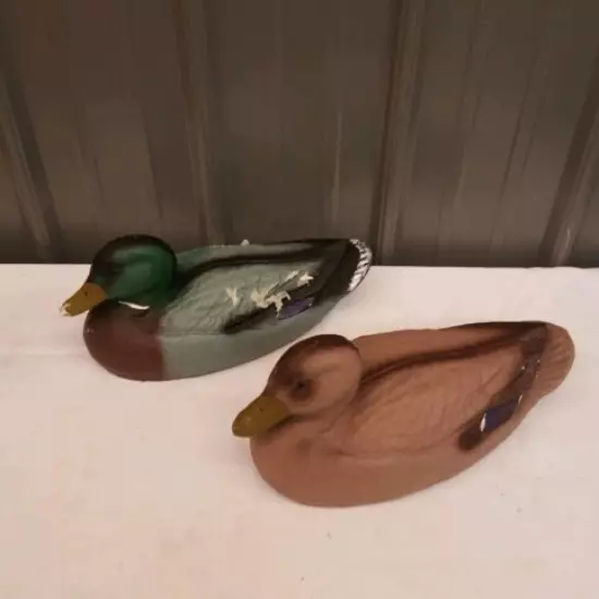 Vintage Duck Decoy Carry-Lite Paper Mache Mallard Drake And Hen Combo