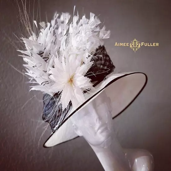 Aimee Fuller Black White Kentucky Derby Hat Big Del Mar Races Royal Ascot Hat