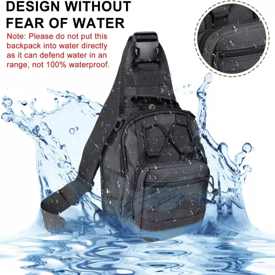 Qcute Tactical Backpack, Waterproof Military Cross-Body Molle Sling Shoulder Ba