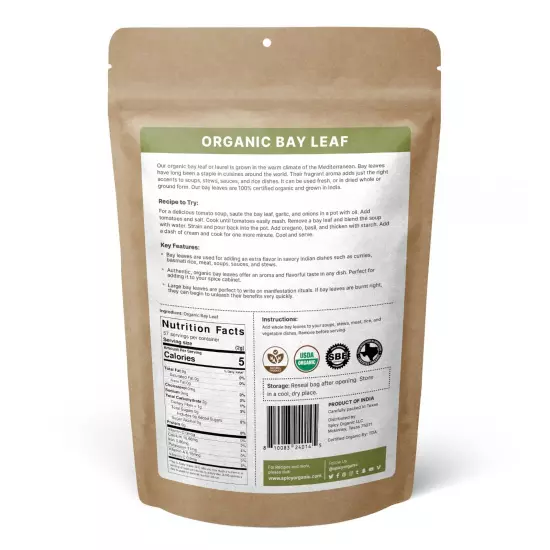 Organic Bay Leaves (4 oz): Ideal for Adding Flavor to Soups, Stews, and Sauces