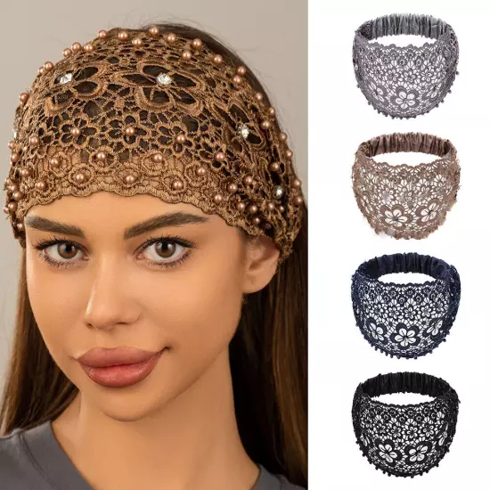 Women Wide Lace Headband Elastic Bandana Turban Hair Band Ladies Summer Sport †