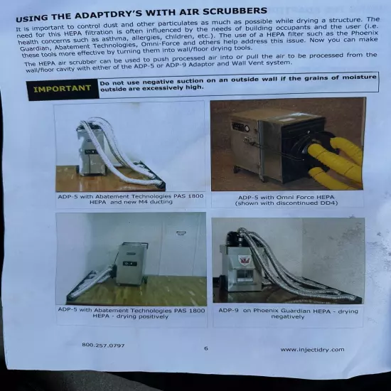 Injectidry Adaptidry ADP-9 Air Scrubber Dryer Adapter 