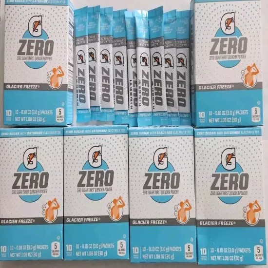 Gatorade G Zero Glacier Freeze Sugar Free Powder Sticks 6 Boxes (60 Sticks)