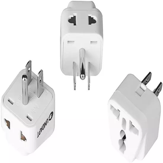 US Travel Plug Adapters - UK India EU to US Pin Converter, 3-Pack American Power