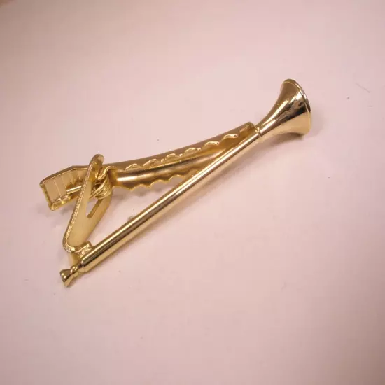 Fanfare Trumpet Vintage Tie Bar Clip bugle tuba wind instrument marching music