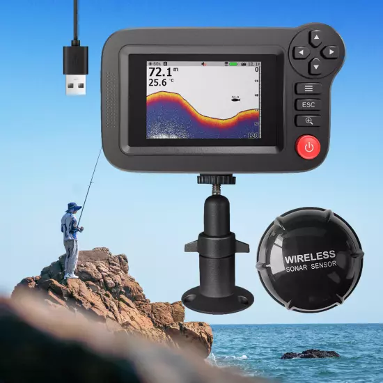 Underwater Depth Sounder With Fishing Detector 3.5" Wireless Sonar Fish Finder