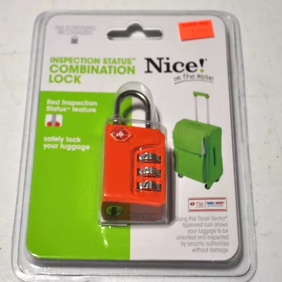 Luggage 3 Combination Lock TSA screening Recognized New! Orange