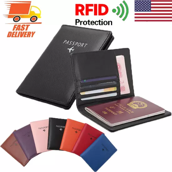 RFID Blocking Slim Travel Passport Wallet Leather ID Card Case Cover Wallet US