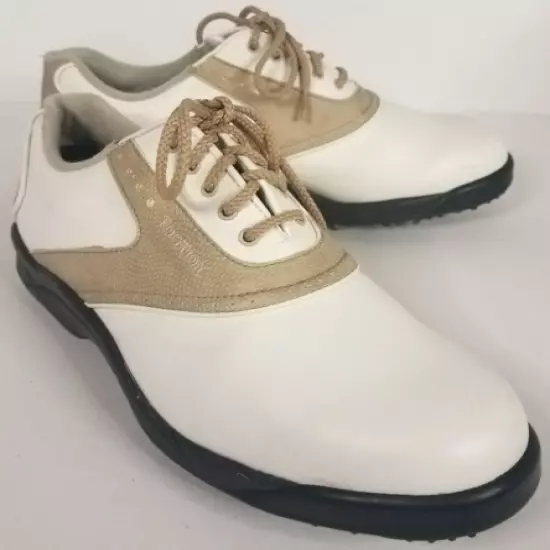 Footjoy Golf Shoes Greenjoy Size 9W Womens White Leather Saddle Softspike