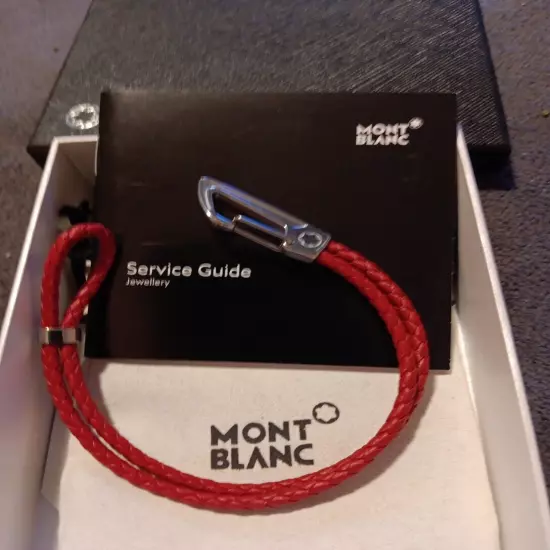 Montblanc Woven Leather & Stainless Bracelet Red, New.