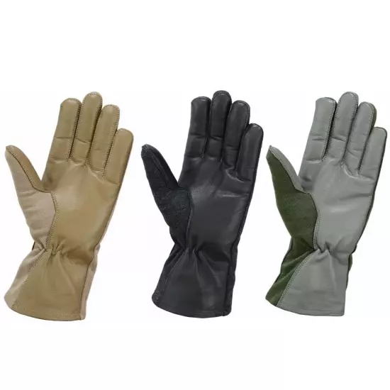 NOMEX FLIGHT FLYERS GLOVES PILOT FIRE RESISTANT Black, Green, Tan-All Sizes