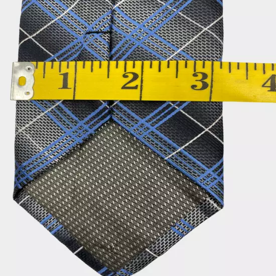 Croft & Barrow Blue Gray Geometric Plaid Necktie Tie 3" x 58"