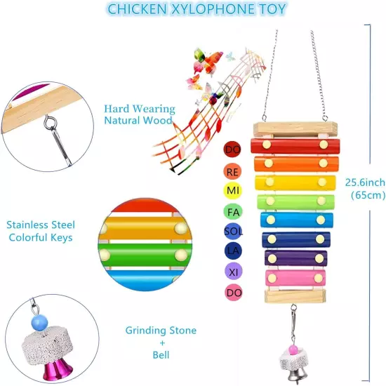 Longer Chain Chicken Toys for Coop Accessories 7PCS, Chicken Swing Ladder 