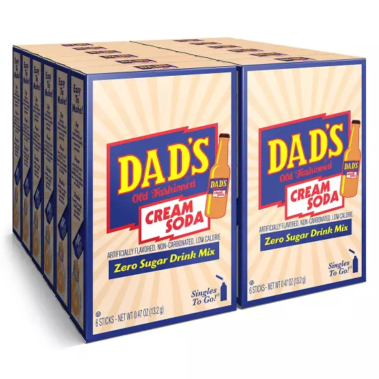 Dad'S Old Fashioned Cream Soda Singles to Go Sugar Free Powder Drink Mix 6 Stick