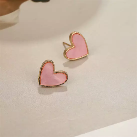 Sweet Heart Stud Earrings For Women Girls Enamel Earrings Mini Ear Studs Trendy