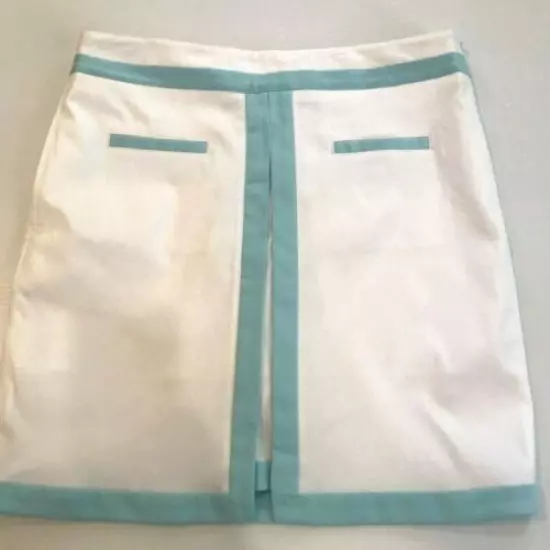 Greg Norman Womens Golf Skort Skirt White Blue Trim Stretch 8