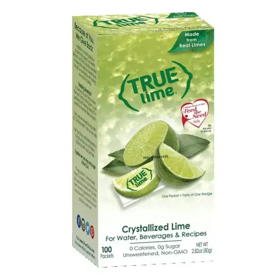 (100 Packets ) True Lime Sugar Free, On-The-Go, Caffeine Free Powdered Drink Mix