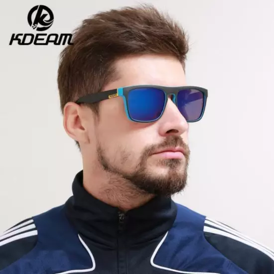 KDEAM Mens Square Polarized Sunglasses UV400 Sports Driving Sun Glasses Eyewear