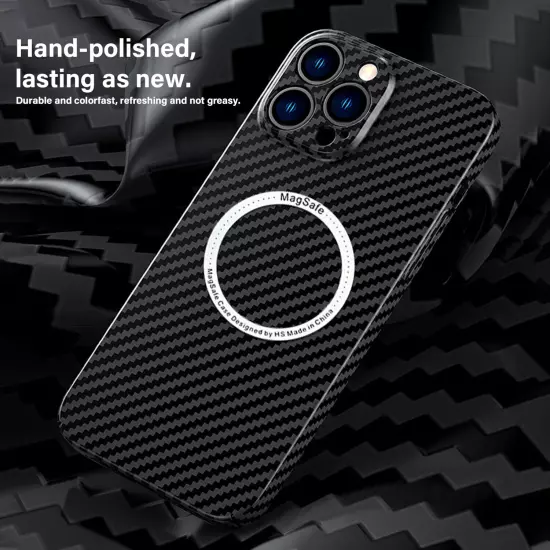 Case For iPhone 16 15 14 Pro Max Plus 13 12 Carbon Fiber Magnetic Mag Safe Cover