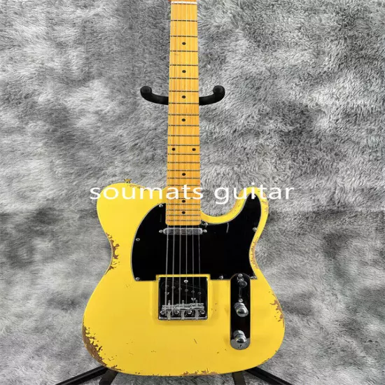 Solid Body Tele Yellow Electric Guitar Maple Fretboard Pickup Chrome Hardware