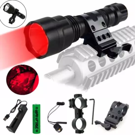 Powerful 800 Yards Red LED Hunting Light Predator Flashlight Coyote Hog Varmint