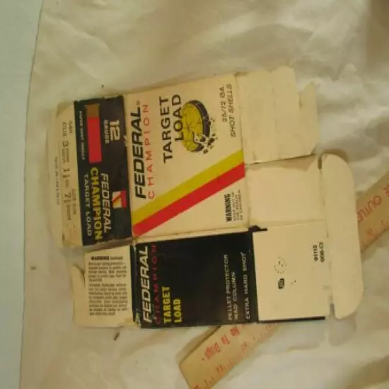 VINTAGE FEDERAL CHAMPION TARGET LOAD 12GA PAPER SHOT SHELLS 7 1/2 Box Empty 2