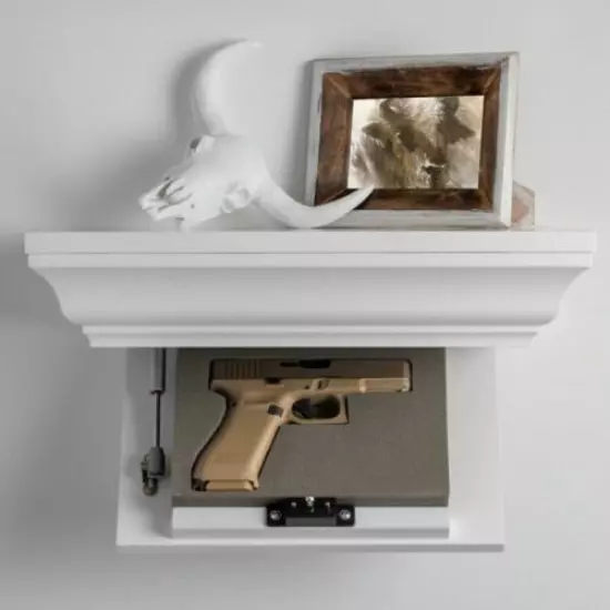 Ace Gun Concealment Shelf, Small, white Finish w/RFID Lock & Battery Backup