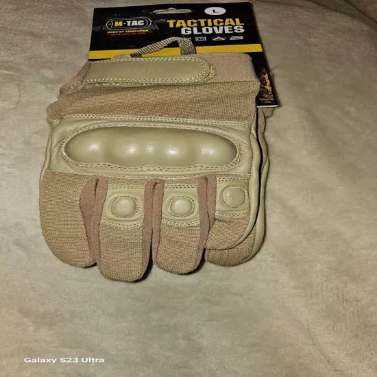 M-TAC Tactical Hard Knuckle Gloves Full Finger Large New Tan 