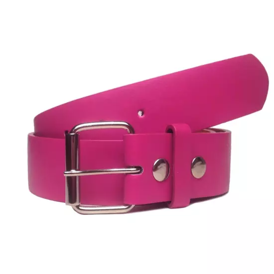 NEW Thick Wide Bonded Leather Belt w/ Removable Silver Buckle 12 Bright Colors!