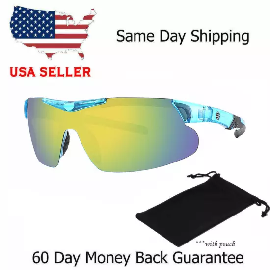 New Men Polarized Sunglasses Sport Mirror Wrap Around Driving Eyewear Glasses Us