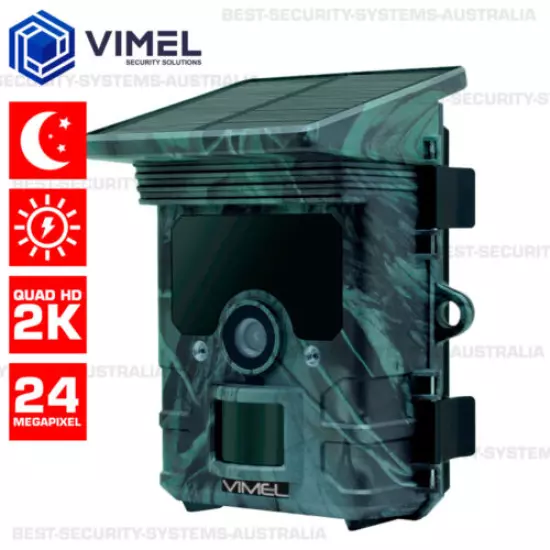 Wildlife Bush Hunting Camera Solar Panel Waterproof 24MP Infrared Night Vision 