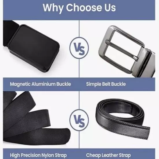 Web Belt Magnetic Belt No Hole One Size Fits Most Choose Color Black Buckle