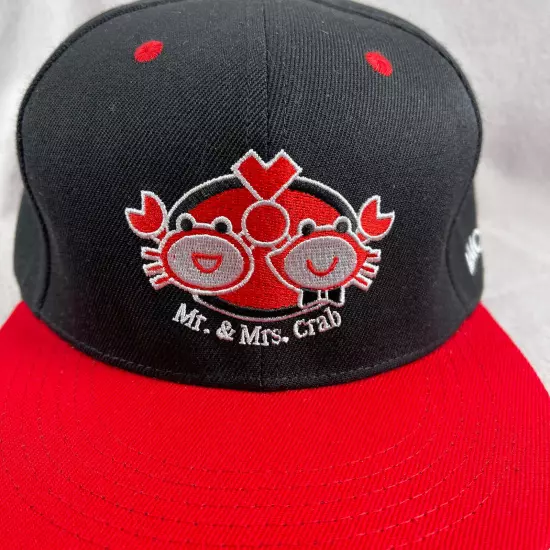 Mr & Mrs Crab Hat Mens Black Snapback Cap Embroidered Lets Be Together Seafood