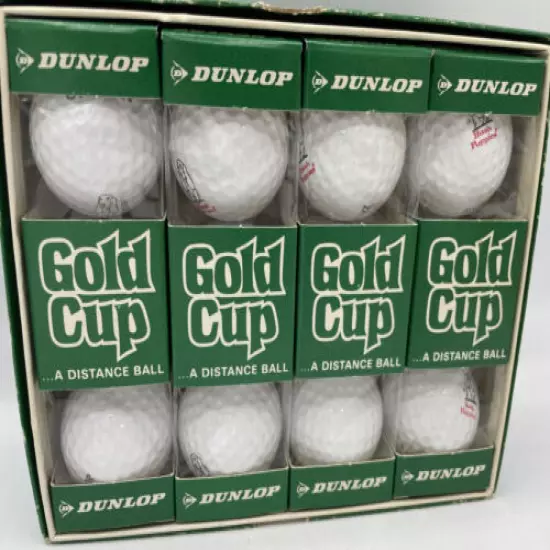 Vintage Dunlop Gold Cup Distance Golf Balls 4 Sleeves 12 Balls Hush Puppies NEW 