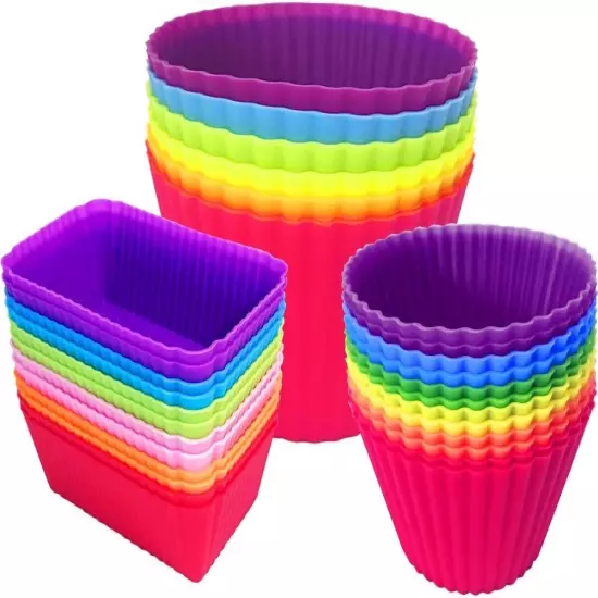 Silicone Cupcake Liners Baking Cups Jumbo, Multicolor+Jumbo Combination 