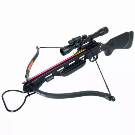 150 lb Black / Wood / Camo Hunting Crossbow Bow +4x20 Scope +7 Arrows 180 80 50