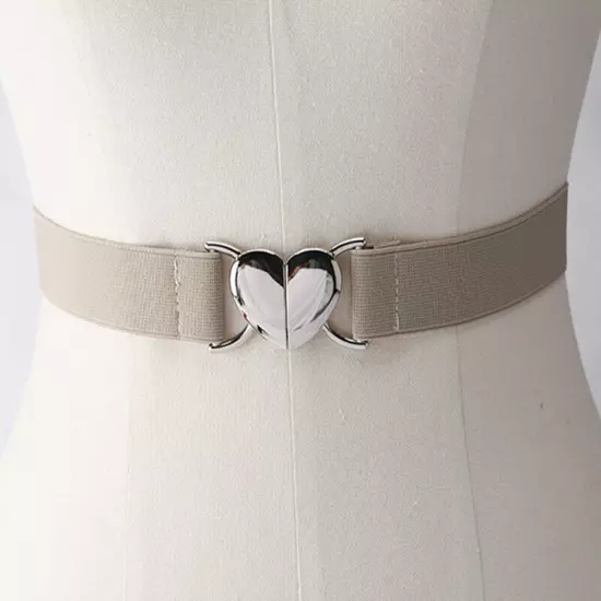 Womens Belt Stretch Elastic Skinny Waist Ladies Dress Waistband Metal Buckle □