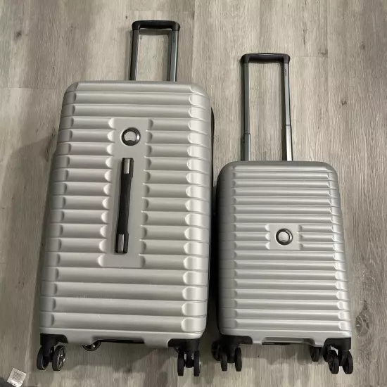 Delsey Paris 2pc Trunk Spinner Hardside Luggage Set 22” & 29”- White Silver