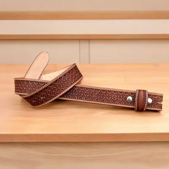 Western Belt Handmade Strap Men's Full Grain Leather No Buckle Cowboy Rodeo Belt