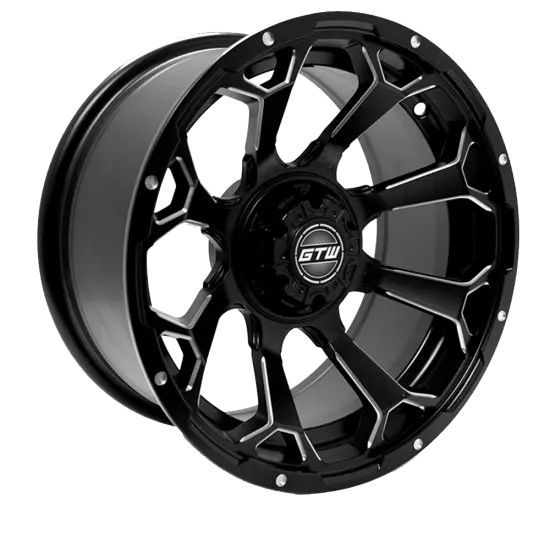 Set of 4 GTW 14" Raven Matte Black Lifted Golf Cart Wheels on 23" A/T Tires