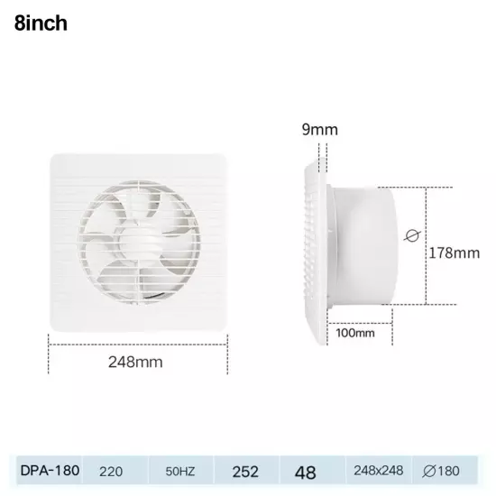 Toilet Extractor Fan Powerful Air Vent Wall Mounted Fans For Bathroom Kitchen