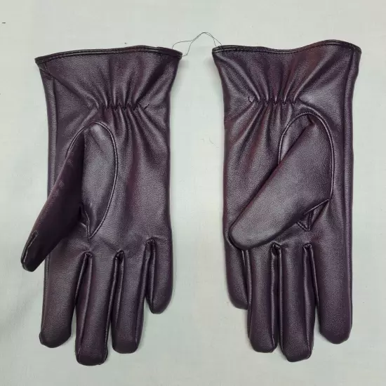 Purple Faux Leather and Fur Women's Gloves - NEW