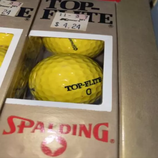 Vintage 1982 Spalding Top-Flite Golf Balls Box of 15 New Old Stock Yelllow