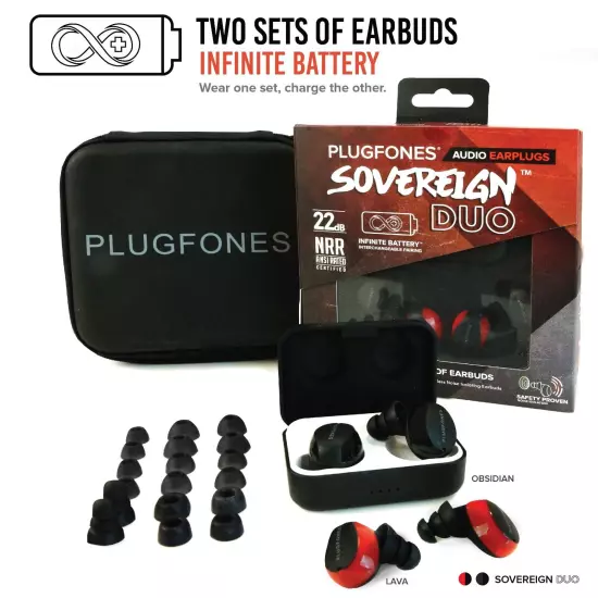 Plugfones Sovereign Duo Bluetooth OSHA CERTIFIED Hearing Protection with Audio